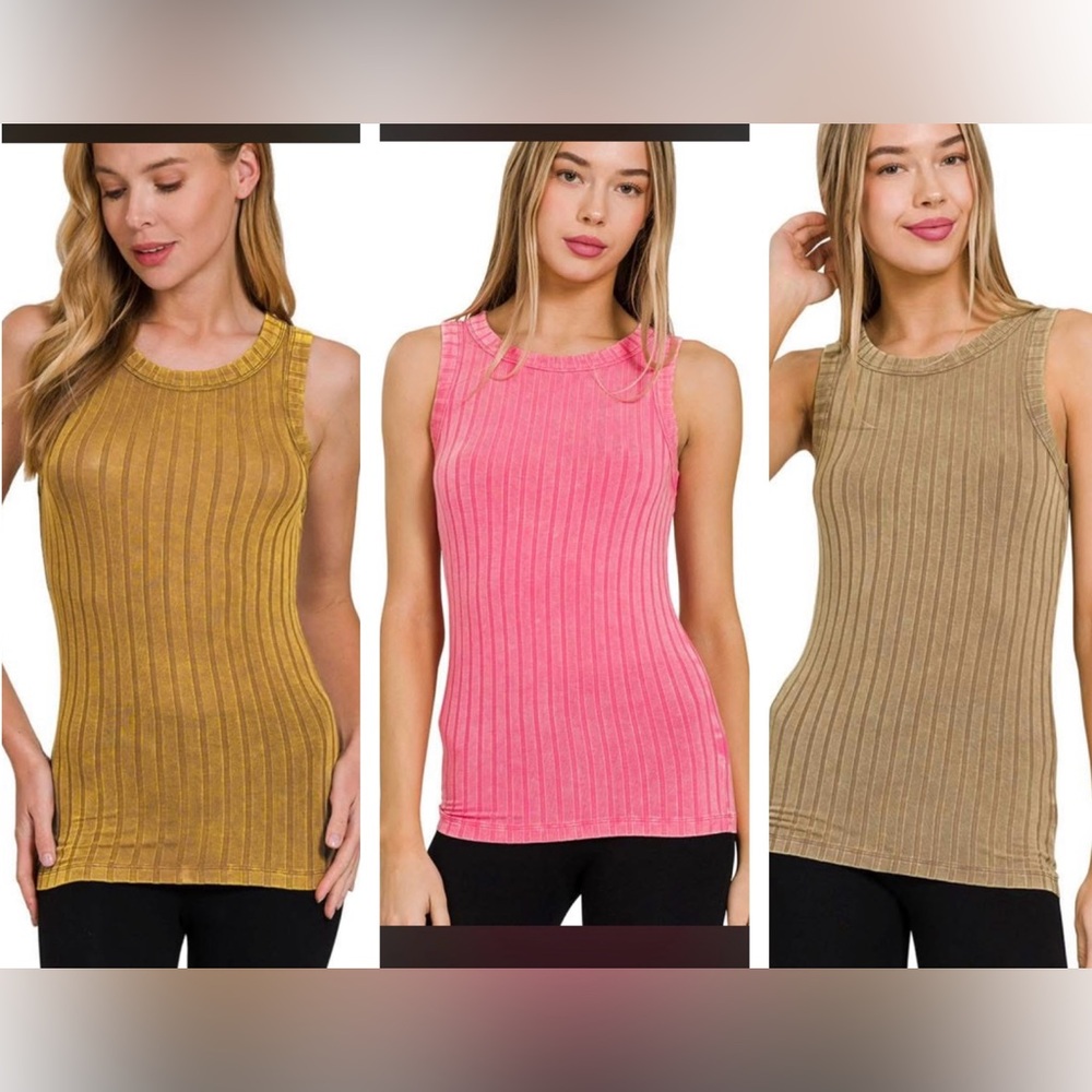 (3) NWT SMALL BUNDLE ZENANA Sleeveless Ribbed Tank Top